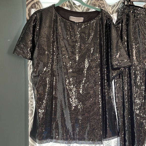 Rubin Singer Studio All-Over Sequin Top and dress pants. Pants have a side zip. - Picture 2 of 16